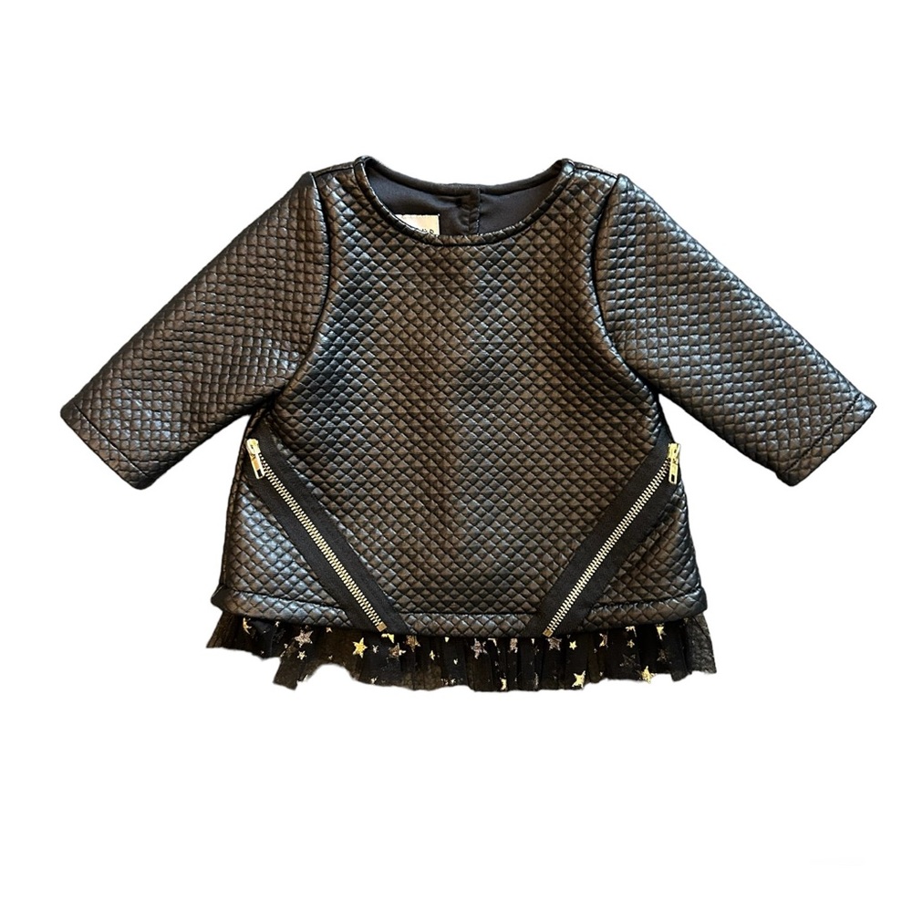 Pippa & Julie black quilted pleather star peplum top size 2T